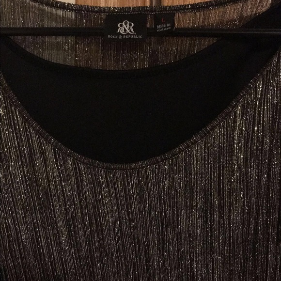 Dress-Metallic Gold & Silver Chiffon Mini Shift - Picture 3 of 5